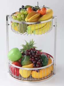 OEM/ODM Vietnam 304 Stainless Steel Double Layer Kitchen Fruit <b>Vegetable</b> Bread Storage Basket Rack Organizer - Product Image 3
