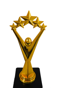 Trofeo Metálico de 5 Estrellas con Acabado Dorado, Trofeo Dorado Multiusos Personalizado para Deportes, Eventos, Funciones y Ceremonias - Product Image 4