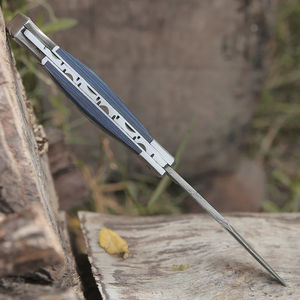 Couteau de Damas à lame pliante pour le camping, couteau pliant en acier de Damas avec lame finie à la main, fait main - Product Image 3