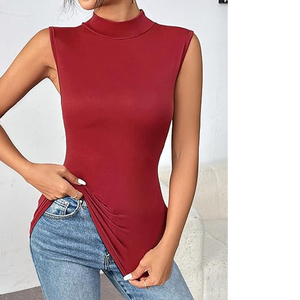 Body sans manches à col montant pour femme, coupe ajustée, extensible, couleur unie, décontracté, basique, tendance - Product Image 3