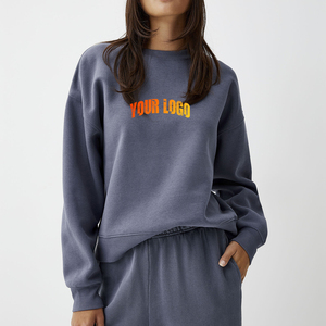 Sudadera azul para mujer con cuello alto y orificio para el pulgar, ropa informal elegante para invierno - Product Image 1