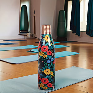 High Quality Large Pure Copper <b>Water</b> <b>Bottle</b> 2 Cup <b>Glass</b> Premium Packaging Yoga/Gym Use Lid Included Direct Access Custom Logo - Product Image 1