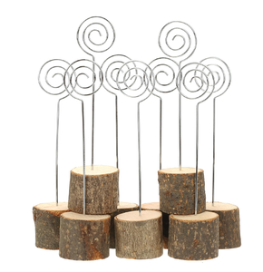 Wood And Metal Place <b>Card</b> Holder Heart Shape Wood Base Crafts Metal <b>Table</b> <b>Number</b> Display Holder For Wedding Parties Decorations - Product Image 2