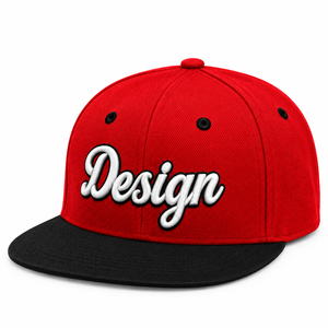 Casquette Snapback avec broderie 3D personnalisée, haute qualité, visière plate, rouge et noir, unisexe, hip hop, baseball, sport - Product Image 3
