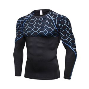 Men Long Sleeve Compression <b>Shirt</b> <b>Geometric</b> Pattern Quick Dry Sporty Fit O-Neck Slim Fit Spandex Polyester Knitted - Product Image 6
