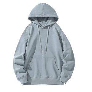 Sudadera con Capucha Blanca de Algodón para Hombre, Corte Holgado, Estilo Casual, Color Sólido, Bolsillo Frontal, Felpa Francesa, Mezcla de Algodón Básico - Product Image 6