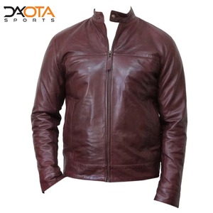 Veste en cuir respirante classique pour l'hiver, unisexe, en cuir de mouton et de vache véritable, fermeture éclair simple, style motard vintage - Product Image 1