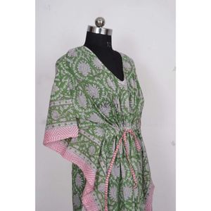 Kaftan 100% coton pour femme, tunique en coton faite à la main, style bohème, taille unique, robe kaftan écologique, cadeau pour elle - Product Image 5