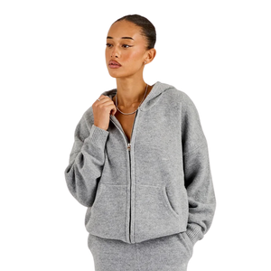 Ensemble de survêtement décontracté pour femme avec sweat à capuche zippé et pantalon large à taille élastiquée, deux pièces, tenue décontractée - Product Image 6