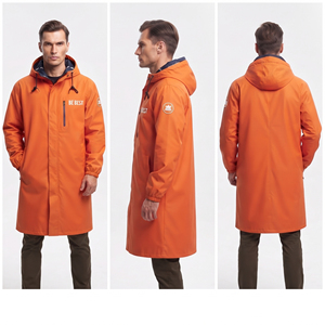 OEM Custom Logo <b>Men's</b> Windbreaker <b>Long</b> <b>Coats</b> Waterproof Plus Size Nylon Double Breasted Chest Zipper Pockets Hiking Hooded - Product Image 5