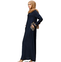 Abaya Traditionnelle Islamique Respirante et Légère en Polyethersulfone pour Femme, Longue, Longueur Cheville, Col Montant, Style Vintage, pour la Prière