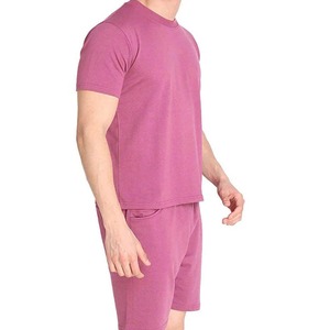 Plain OEM Men's Summer Lightweight <b>Bamboo</b> Fiber Breathable Print Knit Sweater T-Shirt Shorts Set Sport - Product Image 5