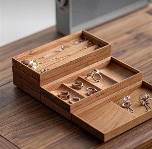 Handmade Natural Wood Jewelry Organizer <b>Box</b> Stackable <b>Drawer</b> Style Jewelry Display <b>Storage</b> Case for Rings Earrings Necklaces - Product Image 1