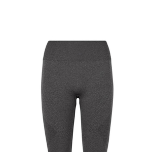 Leggings pour femmes en tricot gris uni à taille haute et longueur cheville, extensibles, respirants, sportifs, pantalons de sport pour femmes - Product Image 5