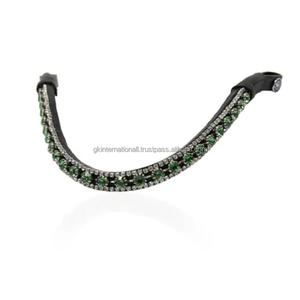 Diadema para Caballo de Cuero Negro con Cristales Florales Azules y Blancos, Diseño Curvo, Estilo Mega Bling, a Precio Económico - Product Image 5