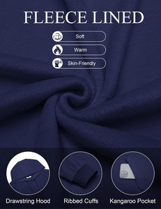 Sudadera con capucha negra para hombre con logo personalizado, media cremallera, bolsillo, forro polar suave, ecológica, transpirable, de secado rápido, tela de algodón de 270 g, acanalada - Product Image 5