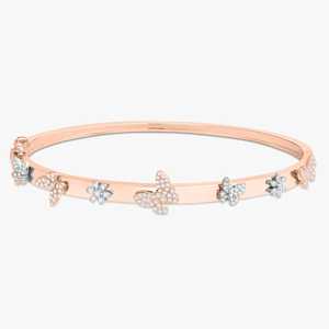 Butterfly Bangle <b>Bracelets</b> 14k <b>Solid</b> Gold Round Cut Lab Grown Diamond Bridal Luxury Floral Cuffs Everyday Wear Jewelry Wholesale - Product Image 5
