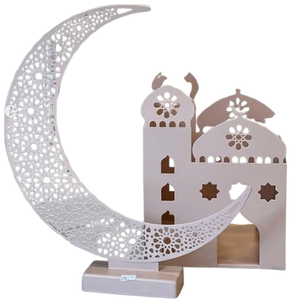ของขวัญวันอีดรอมฎอน ของตกแต่งอิสลาม ของขวัญวันอีด ของตกแต่งโต๊ะรอมฎอน รูปพระจันทร์เสี้ยว สีขาว ทำจากโลหะ - Product Image 1