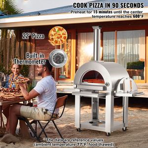 Forno Pizza Portatile a Doppia Alimentazione (Pellet e Gas) da 22 Pollici per Esterni, in Cordierall Rinforzato per Tostare e Cuocere, Ideale per Avventure all'Aperto - Product Image 2