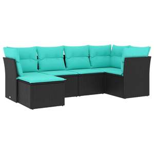 Grand ensemble de canapés de jardin en polyrotin noir et acier thermolaqué - Product Image 2