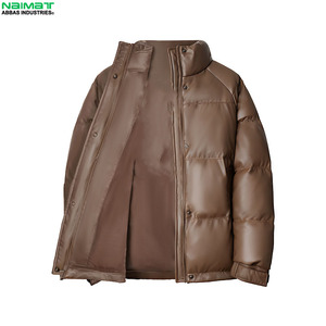 Premium Bright Finish Vinyl Puffer <b>Jacket</b> Men Wet Look Hip Hop Bubble Coat Warm Thick Quilted Streetwear Parka - Product Image 3