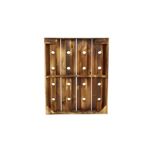 Estante de vino rústico de madera oscura para montar en la pared, estilo Riddling Rack, soporte de madera para botellas de vino estilo granja - Product Image 1