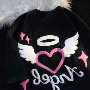 Camiseta de Algodón de Alta Calidad con Estampado Puff, Corte Regular, Diseño Gráfico, Ecológica, Transpirable, Manga Corta, Cuello Redondo, Informal - Product Image 1