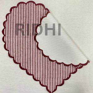 Manteles Individuales de Lino Rojo Ridhi con Bordado Rojo en Forma de Corazón, Manteles Individuales Reutilizables al por Mayor para Hoteles, Bodas y Eventos - Product Image 2