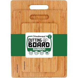 Ensemble de 3 planches à découper en bambou pour la cuisine, planches à découper en bois compatibles avec les couteaux, pour hacher la viande, les légumes, les fruits, le fromage - Product Image 1