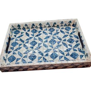 Plateau en nacre le plus vendu, plateau rectangulaire décoratif fait main avec incrustations de coquillages pour la décoration de maisons de luxe - Product Image 1
