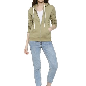 Robe à capuche zippée pour femme en polyester/coton à carreaux kaki avec logo personnalisé, impression et broderie OEM - Product Image 1