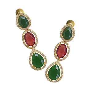 Laxmi Jewellers Emerald Crystal Drop <b>Earrings</b> 18K Gold Plated Women's Fashion Jewelry Bridal Wedding Dangle <b>Earrings</b> - Product Image 6