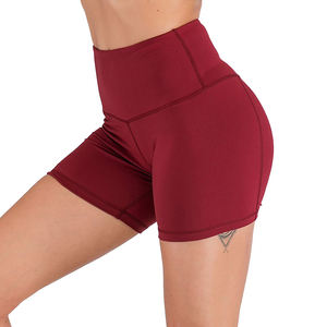 Women's High <b>Waist</b> Solid Color Sporty Shorts Skinny Fit Quick Dry Knitted Spandex Polyester <b>Elastic</b> <b>Waist</b> - Product Image 5