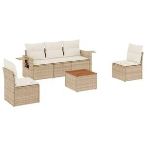 Conjunto de Sofá Modular Mediano de Ratán Sintético Beige para Jardín, Muebles Elegantes para Exteriores - Product Image 2