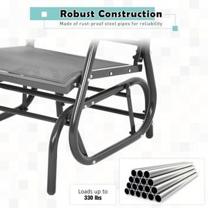 <b>Single</b> Outdoor <b>Swing</b> Glider Rocking Chair with Armrest for Garden Use - Product Image 2