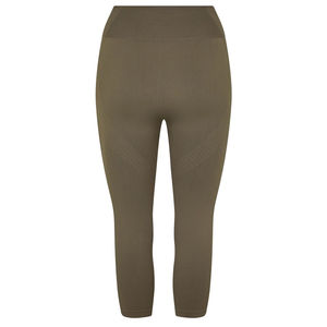 Leggings Capri Taille Haute Femme Vert Olive Uni Tricoté Spandex Nylon Compression Sportif Toutes Saisons Sans Couture - Product Image 2