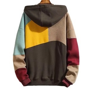 Sweat à capuche personnalisé pour homme, multicolore, patchwork, en molleton, coupe oversize, style streetwear, coloré, tricoté - Product Image 3
