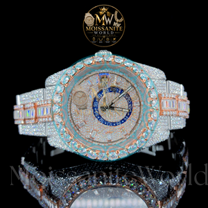 Reloj de Lujo Unisex de Cuarzo con Incrustaciones de Diamantes, Aleación de Oro Rosa, Esfera Analógica, Cristal de Zafiro, Visualización de Fecha, 41 mm, Acero Inoxidable - Product Image 4
