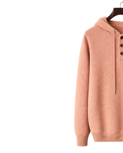 Sweat à capuche personnalisé pour homme en maille pêche, col à trois boutons, mélange de coton doux, chaud, hiver, décontracté, streetwear, OEM sur mesure - Product Image 3