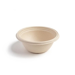 Bols en bagasse 100% biodégradables non blanchis de 32 oz avec couvercle, compatibles micro-ondes, pour service de restauration, repas combinés Biryani et riz frit - Product Image 1