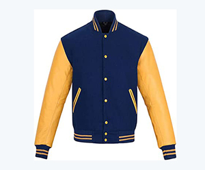 Veste universitaire élégante pour homme à manches longues et contraste de couleurs, manteau d'hiver en laine et duvet avec capuche, taille XS, tissu tissé - Product Image 1