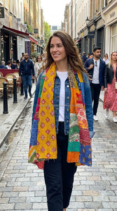 Bufandas de Lujo Bohemias de Algodón Kantha con Parches Multicolor, Bufanda India Vintage para Mujer, Compra al por Mayor Directamente del Proveedor - Product Image 2