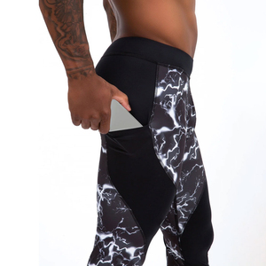Leggings de yoga pour hommes en Spandex et Polyester, respirants, séchage rapide, haute qualité, taille imprimée, logo personnalisé, vente en gros, 180g, coupe intégrale - Product Image 2