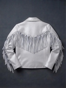 Veste pour homme Ever Glow en cuir de mouton blanc, col montant, fermeture éclair, coupe classique, automne, écologique, imperméable, grande taille - Product Image 2