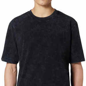 Camiseta Oversize Vintage de Algodón 100% de Alto Gramaje con Hombros Caídos, Lavado Ácido, Negra, Larga, Tejido Ligero de Bambú - Product Image 5