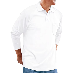 Camiseta Polo de Manga Larga para Hombre, Algodón y Poliéster, Casual, con Bolsillo en el Pecho, Logotipo Personalizado, OEM, ODM, Venta al Por Mayor - Product Image 1