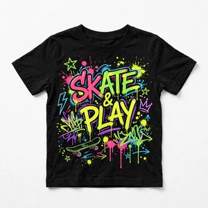 Camiseta Infantil Estampada con Diseño Personalizado, Cuello Redondo, Informal, Transpirable, Ecológica, Anti-Pilling, de Secado Rápido, 100% Algodón, para Verano, de BD - Product Image 5