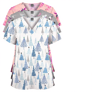 ชุดยูนิฟอร์มพยาบาลแบบกำหนดเองสำหรับคลินิกทันตกรรม ชุดสครับขายส่งแบบสวมใส่สบายสำหรับโรงพยาบาล ชุดสครับพิมพ์ลายดอกไม้แบบใช้ซ้ำได้ - Product Image 5