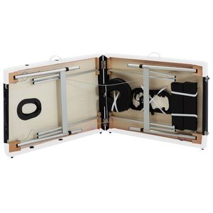 Cama de Masaje Plegable de Aluminio de 2 Zonas, Negra y Blanca, con Diseño Confortable - Product Image 6