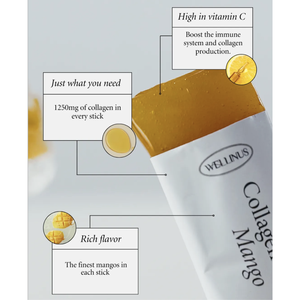 WELLINUS Bâtonnets de gelée de collagène coréen saveur mangue jaune, beauté interne, beauté de la peau, faible teneur en matières grasses, peptides marins de poisson à faible poids moléculaire - Product Image 2